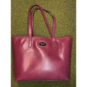 Michael Kors Women’s Pebbled Leather Tote Bag Handbag Wine Plum Purple Burgundy